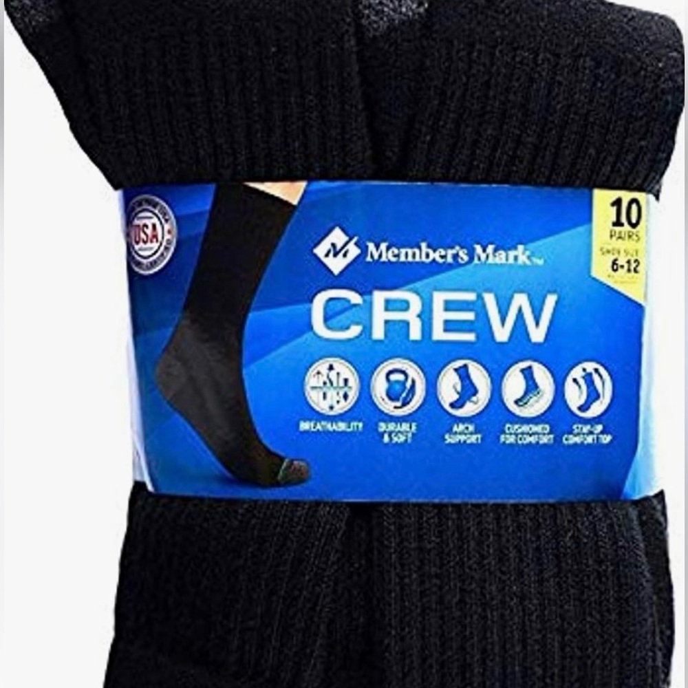 Member’s Mark BLACK CREW SOCKS